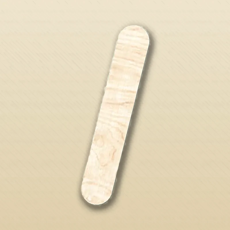 Close-up of the grain and edge finish on 5.5 Inch Junior Tongue Depressors