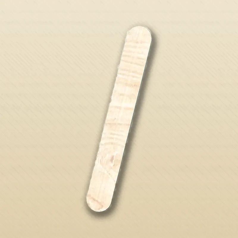 Close-up of the grain and edge finish on 114 mm Ice Cream Sticks